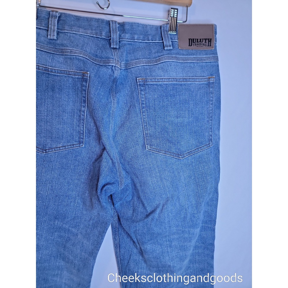 Duluth Trading Co Flex Ballroom Relaxed Fit Jeans Mens 36x28 Blue Workwear - Picture 3 of 8